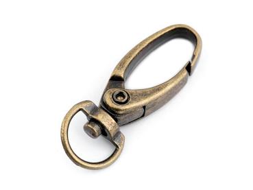 Metall Karabiner mit 10mm Fädelloch Altmessing